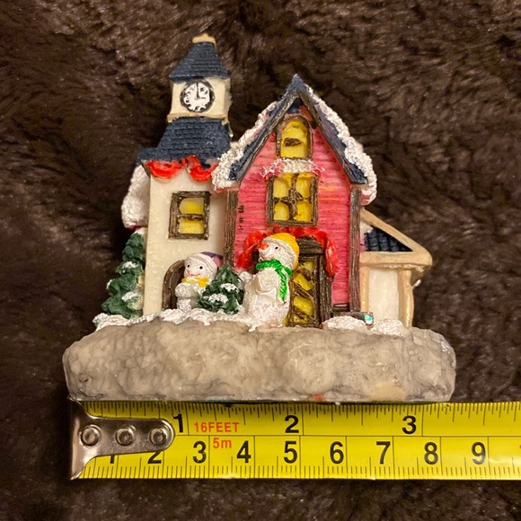 K’s vintage house poly resin figurine home snowman snow, chimney & clock home - Picture 7 of 8